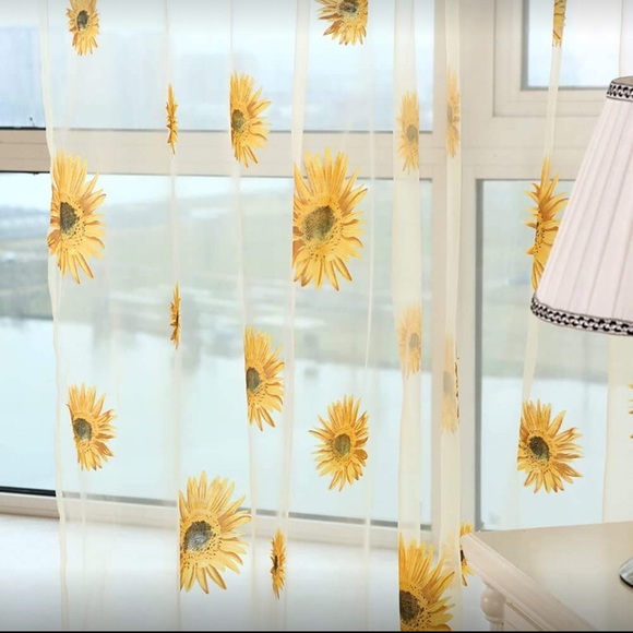 2 pcs Curtains Drapes Sunflower - Picture 2 of 5